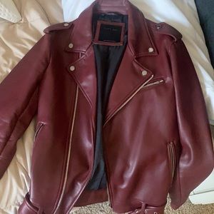Red zara Faux Leather jacket